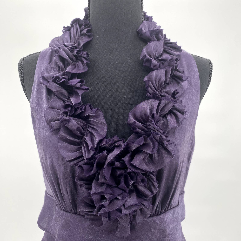 London Times Purple Sheath Dress w/ Ruffled Neckline Size 8